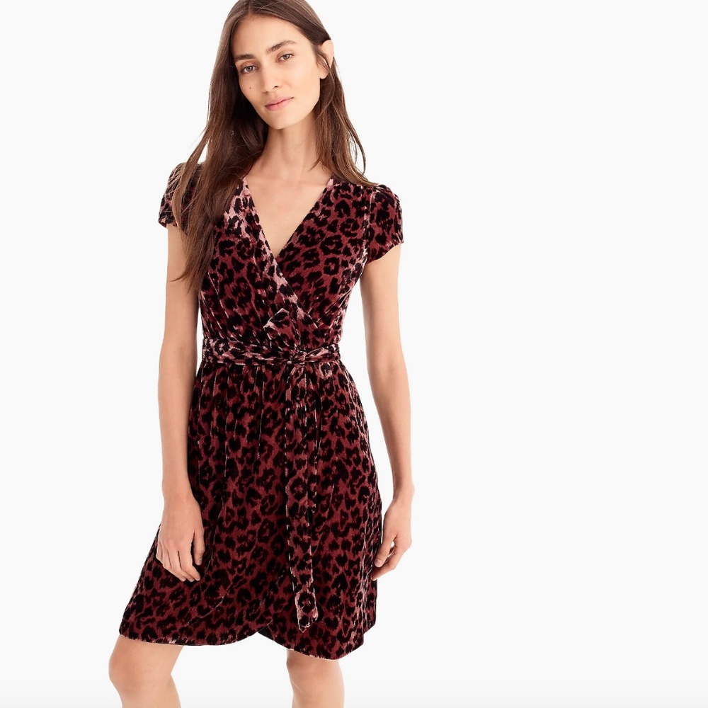 J. Crew Faux-wrap Velvet Drapey Mini Dress
